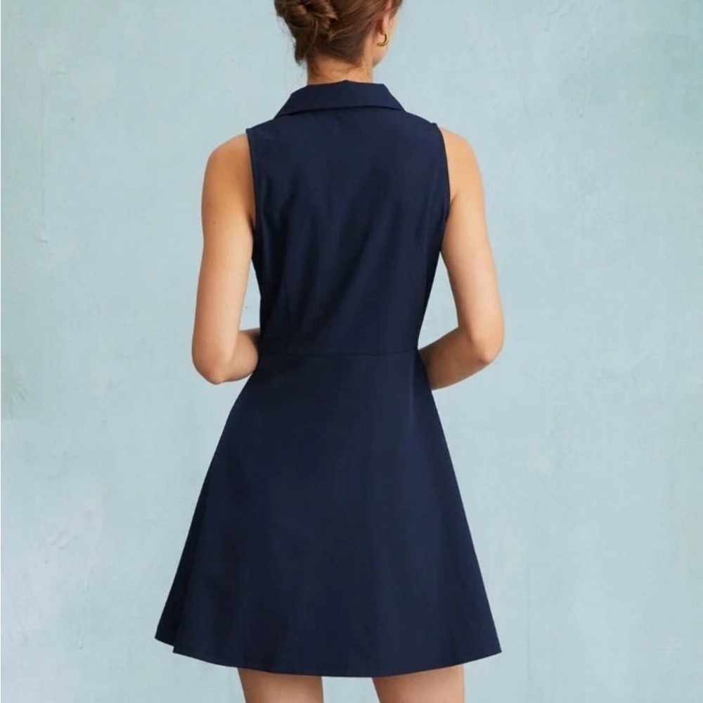 Navy Button-Down Sleeveless Dress - Picture 6 of 7